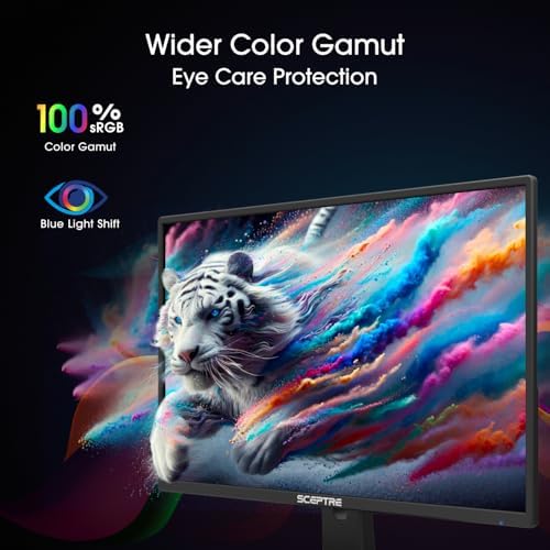 Sceptre New 27 inch Prime Monitor 100Hz HDMI x2 VGA 1ms 99  sRGB Eye Care Build in Speakers  Machine Black 2026  E275W 19203R Series 