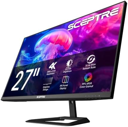 Sceptre New 27 inch Prime Monitor 100Hz HDMI x2 VGA 1ms 99  sRGB Eye Care Build in Speakers  Machine Black 2026  E275W 19203R Series 