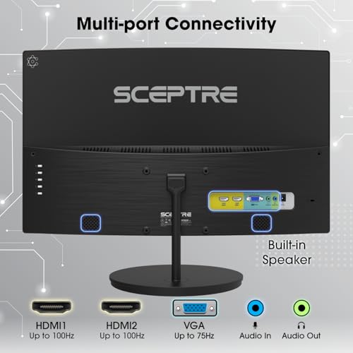 Sceptre New Curved 27 inch Gaming Monitor 100Hz 1080p R1500 98  sRGB HDMI x2 VGA Build in Speakers  VESA Wall Mount Machine Black 2026  C275W 1920RN Series