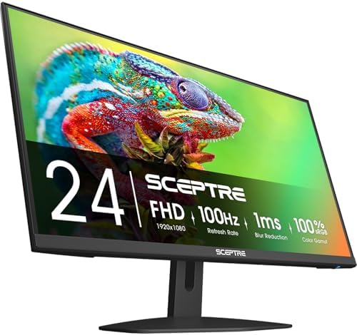 Sceptre Prime 24 inch Gaming Monitor 100Hz 1ms DisplayPort HDMI x2 100  sRGB AMD FreeSync Build in Speakers  Eye Care Frameless Machine Black 2025  E248W FW100T 
