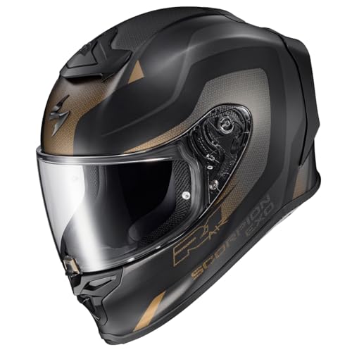 ScorpionEXO R1 Air Full Face Adult Motorcycle Helmet with Pinlock Ready Shield and Bluetooth Ready Speaker Pockets DOT ECE Hive  Gold/Black   Medium 