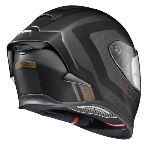 ScorpionEXO R1 Air Full Face Adult Motorcycle Helmet with Pinlock Ready Shield and Bluetooth Ready Speaker Pockets DOT ECE Hive  Gold/Black   Medium 