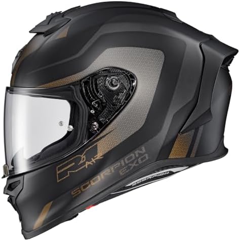 ScorpionEXO R1 Air Full Face Motorcycle Helmet with Pinlock Shield and Bluetooth Ready Speaker Pockets DOT ECE Solid  Matte Black   Medium 