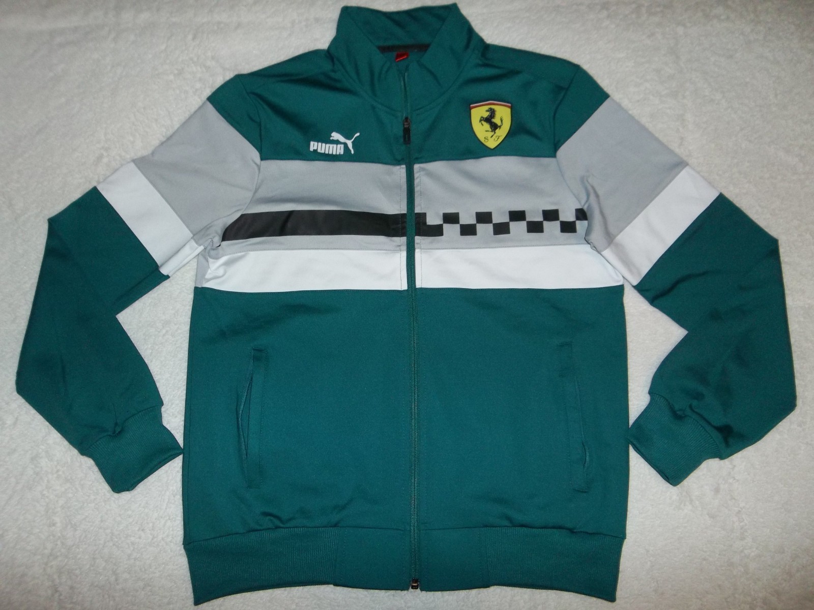 Scuderia Ferrari PUMA Race SDS Teal Zip Up Track Jacket ADULT S Small Pockets
