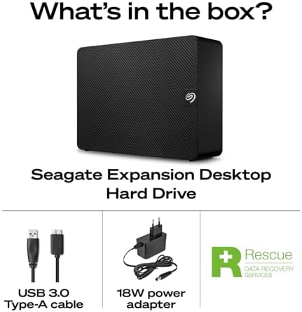 Seagate Expansion 8TB External Hard Drive HDD   USB 3 0  with Rescue Data Recovery Services  STKP8000400 