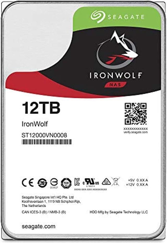 Seagate IronWolf 12TB NAS Internal Hard Drive HDD   CMR 3 5 Inch SATA 6Gb/s 7200 RPM 256MB Cache for RAID Network Attached Storage  ST12000VNZ008/ST12000VN0008 