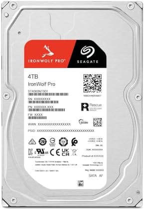 Seagate IronWolf Pro  4 TB  Enterprise NAS Internal HDD  CMR 3 5 Inch  SATA 6 Gb/s  7 200 RPM  256 MB Cache for RAID Network Attached Storage  ST4000NT001