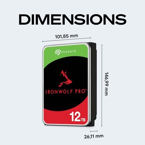 Seagate IronWolf Pro  12 TB  Enterprise NAS Internal HDD  CMR 3 5 Inch  SATA 6 Gb/s  7 200 RPM  256 MB Cache for RAID Network Attached Storage  ST12000NT001