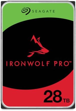 Seagate IronWolf Pro 28TB Enterprise NAS Disco duro interno - CMR 3.5 pulgadas SATA 6Gb/s 7200 RPM 512MB caché para almacenamiento conectado a red RAID, servicios de rescate (ST28000NT000)
