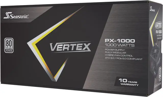 Seasonic VERTEX PX 1000  1000W 80  Platinum  ATX 3 0&PCIe 5 0 Ready  Full Modular  ATX Form Factor  Low Noise  Premium Japanese Capacitor  12 Year Warranty  Nvidia RTX 30/40 Super  AMD GPU Compatible
