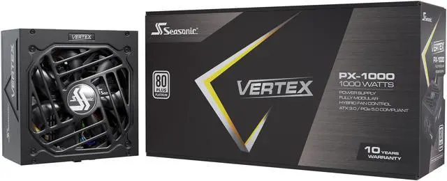 Seasonic VERTEX PX 1000  1000W 80  Platinum  ATX 3 0&PCIe 5 0 Ready  Full Modular  ATX Form Factor  Low Noise  Premium Japanese Capacitor  12 Year Warranty  Nvidia RTX 30/40 Super  AMD GPU Compatible