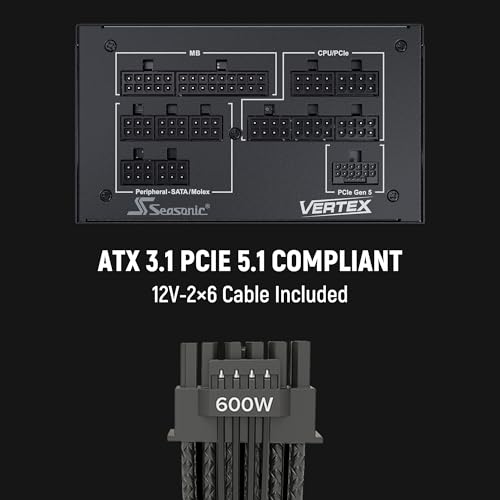 Seasonic Vertex PX 1000W Power Supply ATX 3 1 PCIe 5 1  12V 2x6  12 Years Warranty Cybenetics Platinum A Fully Modular RTX 5090 AMD RX 9000 Ready