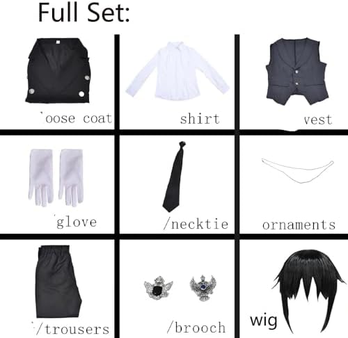 Sebastian Michaelis Cosplay Costume Outfit Michaelis Cosplay Sebastian Costume Outfit Uniform Men Halloween
