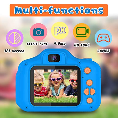 Seckton Upgrade Kids Selfie Camera  Christmas Birthday Gifts for Boys Age 3 9  HD Digital Video Cameras for Toddler  Portable Toy for 3 4 5 6 7 8 Year Old Boy with 32GB SD Card Navy Blue