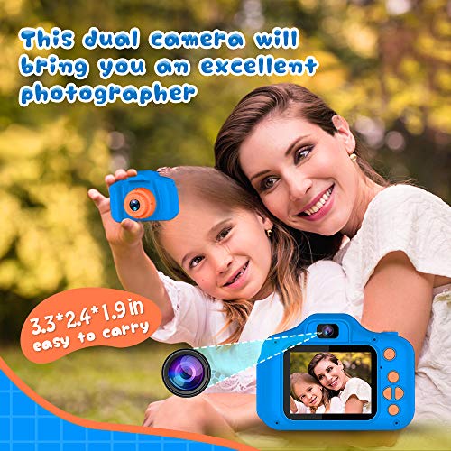Seckton Upgrade Kids Selfie Camera  Christmas Birthday Gifts for Boys Age 3 9  HD Digital Video Cameras for Toddler  Portable Toy for 3 4 5 6 7 8 Year Old Boy with 32GB SD Card Navy Blue