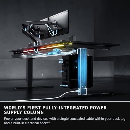 Secretlab Magnus Pro XL with Black MAGPAD Desk Mat   Ergonomic Electric Standing Desk with Magnetic Cable Management   Integrated Power Supply Column   Built in Cable Management Tray