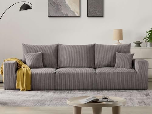 Sectional Modern Sleeper Sofa Couches for Living Room 113 Black 3 Seater U Shaped Boneless Cloud Couch No Assembly Modular Corduroy Convertible Sponge Compression Sofas with Chaise for Home House