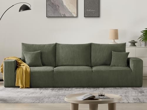 Sectional Modern Sleeper Sofa Couches for Living Room 113 Black 3 Seater U Shaped Boneless Cloud Couch No Assembly Modular Corduroy Convertible Sponge Compression Sofas with Chaise for Home House