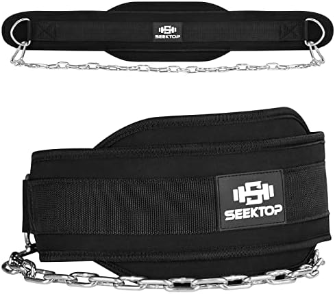 Seektop Dip Belt With Chain for Weightlifting   Neoprene Waist Belt for GYM Workout  Pull Ups  Crossfit  Weight Lifting  Squat  Training  Fitness   for Men & Women