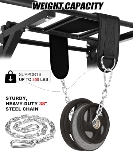 Seektop Dip Belt With Chain for Weightlifting   Neoprene Waist Belt for GYM Workout  Pull Ups  Crossfit  Weight Lifting  Squat  Training  Fitness   for Men & Women