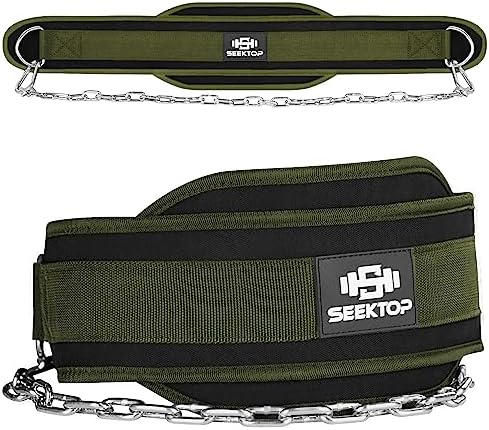 Seektop Dip Belt With Chain for Weightlifting   Neoprene Waist Belt for GYM Workout  Pull Ups  Crossfit  Weight Lifting  Squat  Training  Fitness   for Men & Women