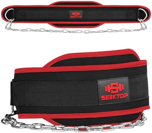 Seektop Dip Belt With Chain for Weightlifting   Neoprene Waist Belt for GYM Workout  Pull Ups  Crossfit  Weight Lifting  Squat  Training  Fitness   for Men & Women