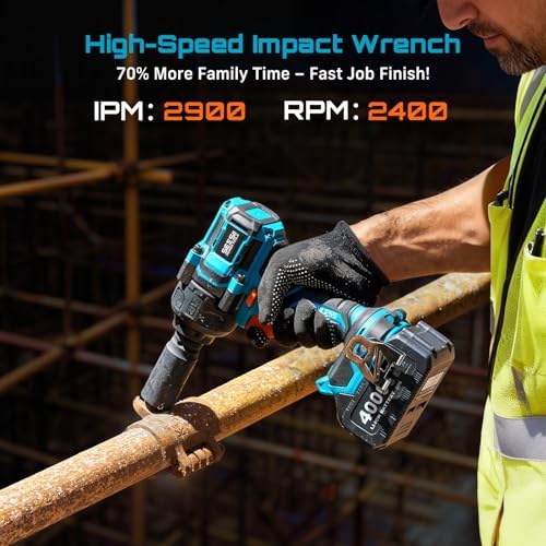 Seesii Impact Wrench 886 Ft lbs 1200N m   1/2 High Torque Impact Gun with 21V 4000mAh Battery  Electric Impact Driver  2900IPM  5 Socket  Cordless Impact Wrench for Home Car/Mower/Pickup/Truck RV