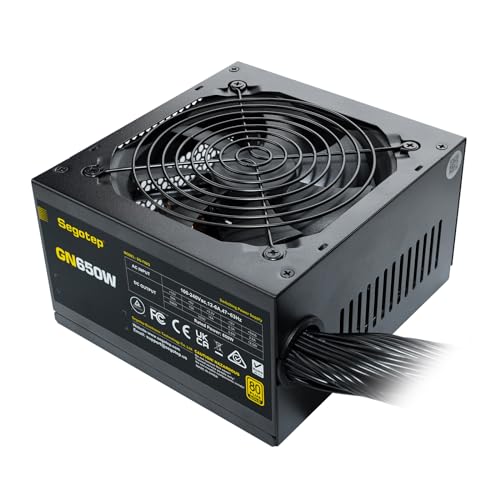 Segotep 650W 80 Plus Gold Certified Non Modular ATX Power Supply with 6 2 Pin Connectors PFC Protection and RoHS Compliance  120mm Silent Fan Gaming PSU GN 650 Black