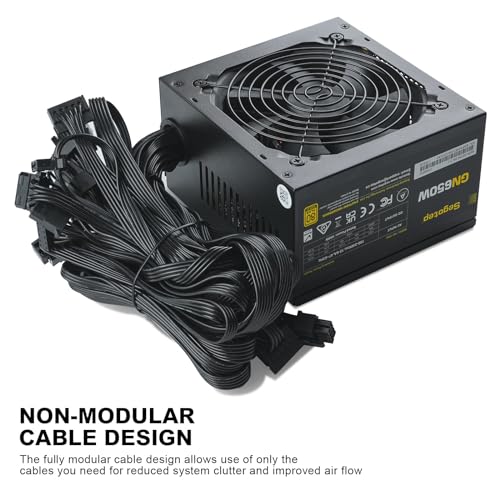 Segotep 650W 80 Plus Gold Certified Non Modular ATX Power Supply with 6 2 Pin Connectors PFC Protection and RoHS Compliance  120mm Silent Fan Gaming PSU GN 650 Black