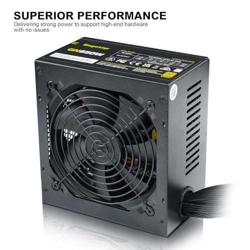 Segotep 650W 80 Plus Gold Certified Non Modular ATX Power Supply with 6 2 Pin Connectors PFC Protection and RoHS Compliance  120mm Silent Fan Gaming PSU GN 650 Black