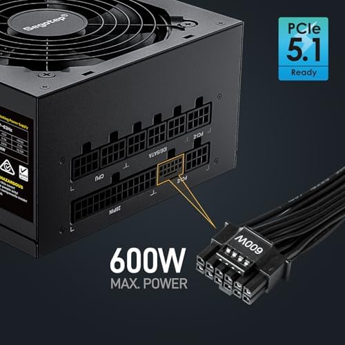 Segotep GM850 Power Supply 850W  PCIe 5 1 & ATX 3 1 Full Modular 80 Plus Gold Certified Gaming PSU for NVIDIA RTX 20/30/40/50 Series and AMD Graphics Cards
