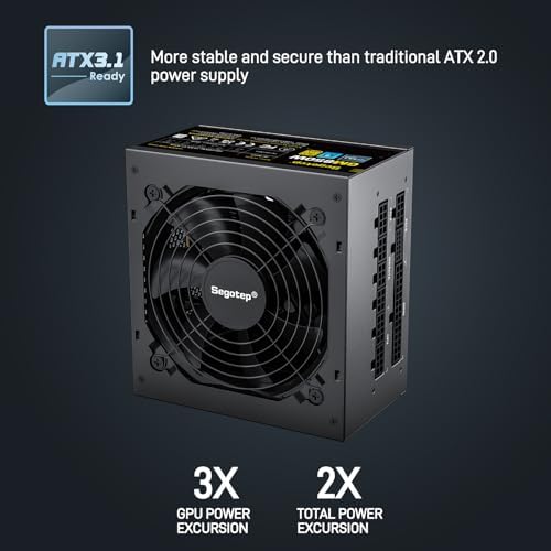 Segotep GM850 Power Supply 850W  PCIe 5 1 & ATX 3 1 Full Modular 80 Plus Gold Certified Gaming PSU for NVIDIA RTX 20/30/40/50 Series and AMD Graphics Cards