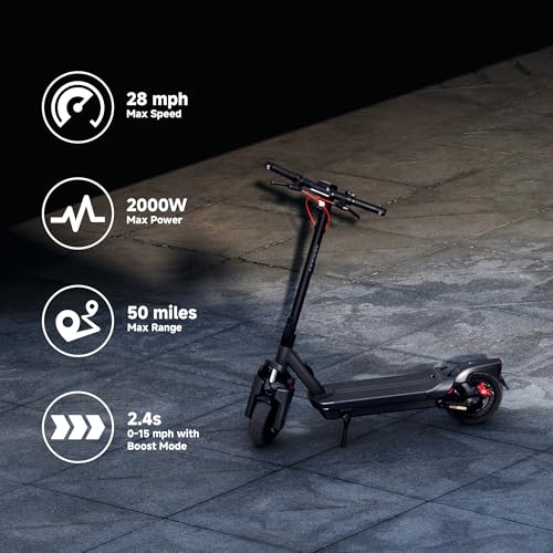 Segway Ninebot Max G3 Electric Scooter  28 mph Top Speed w/ 50 Miles Max Range  2000W Peak Motor  Dual Hydraulic Suspension  Fast Charging Scooter for Adults and Teens  UL 2272 2271 Certified