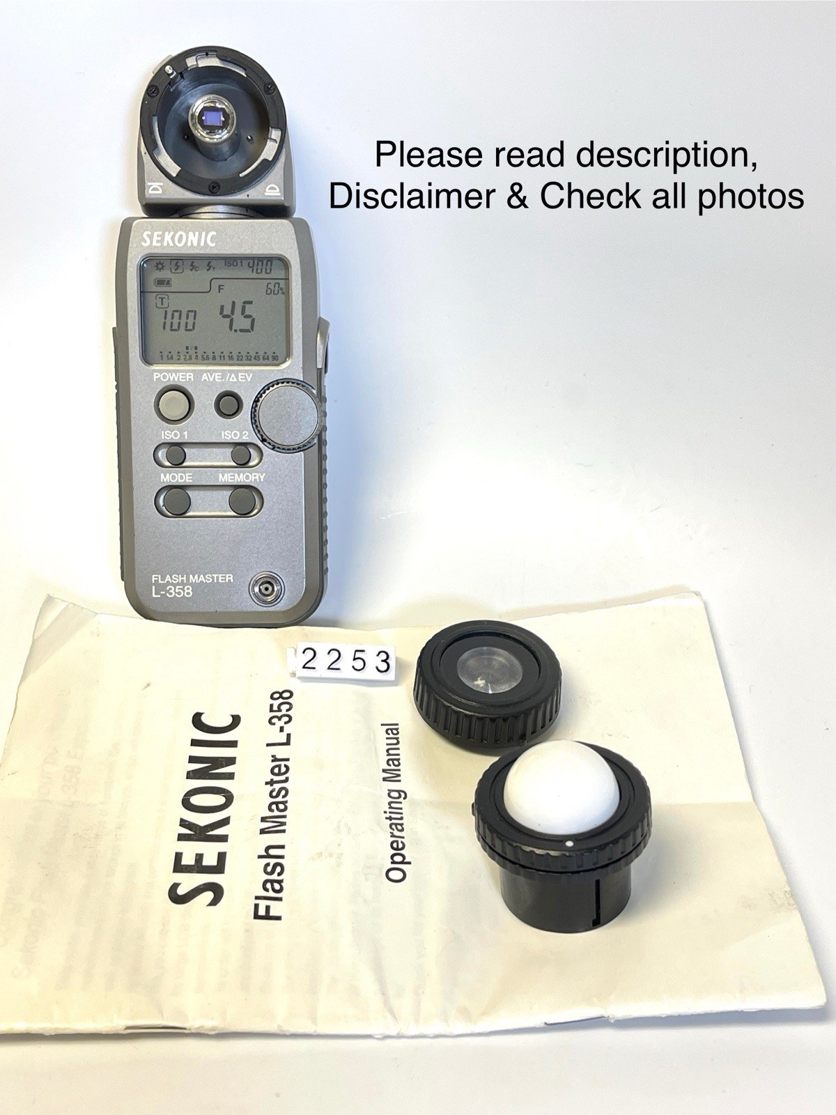 Sekonic Flash Master L 358 Light Meter w/ RT Module 32 In Very Good Condition