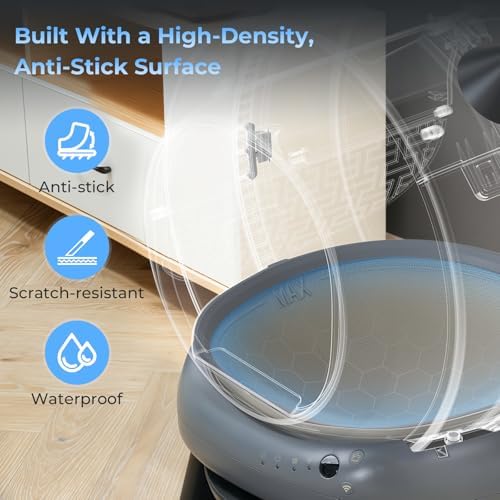 Self Cleaning Litter Box for Cats  Automatic Cat Litter Box with Smart APP Control and Health Monitoring  Includes 2 Roll Trash Bag and Litter Mat  Grey