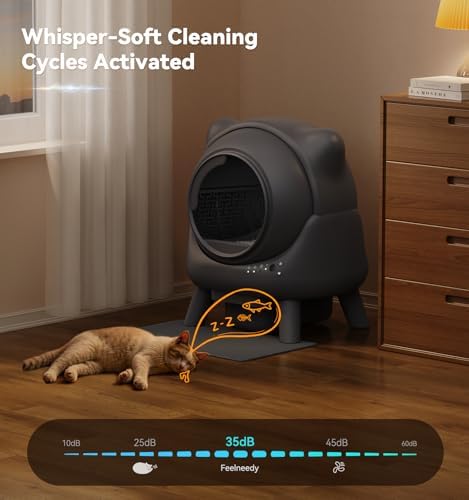 Self Cleaning Litter Box  Automatic Litter Box  FEELNEEDY Odor Control Robot  Cat Ears Design  65L APP Real Time Monitor  Cat Litter Boxs for Multiple Cats  Safety Sensors  with 1 Trash Bag