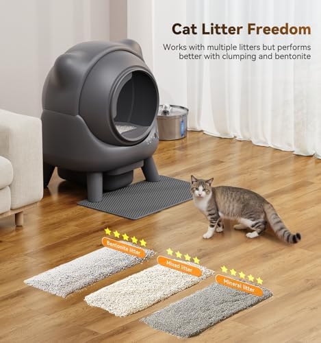 Self Cleaning Litter Box  Automatic Litter Box  FEELNEEDY Odor Control Robot  Cat Ears Design  65L APP Real Time Monitor  Cat Litter Boxs for Multiple Cats  Safety Sensors  with 1 Trash Bag