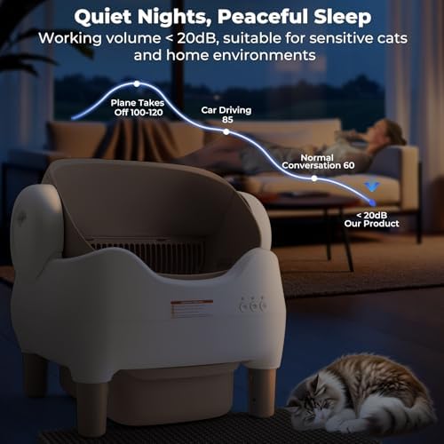 Self Cleaning Litter Box  Automatic Cat Litter Box with APP Control  Odor Free Waste Disposal Includes Trash Bags  Large Waste Bin  Open Top  for Multiple Cats