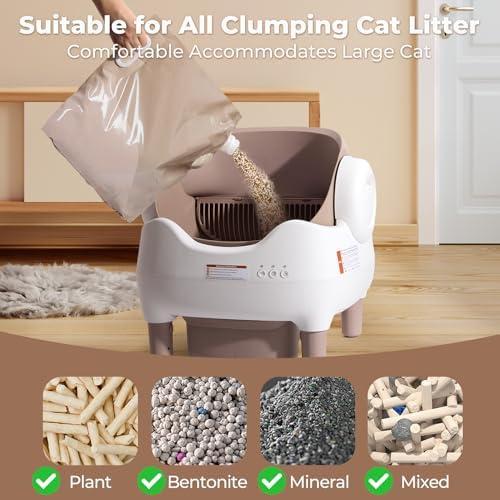 Self Cleaning Litter Box  Automatic Cat Litter Box with APP Control  Odor Free Waste Disposal Includes Trash Bags  Large Waste Bin  Open Top  for Multiple Cats