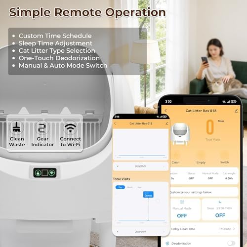 Self Cleaning Litter Box  65L Automatic Cat Litter Box with APP Control  Anti Pinch & Safety Sensor  Cat Litter Box with Odor Control for Multi Cats  Includes 1 Roll Waste Bag