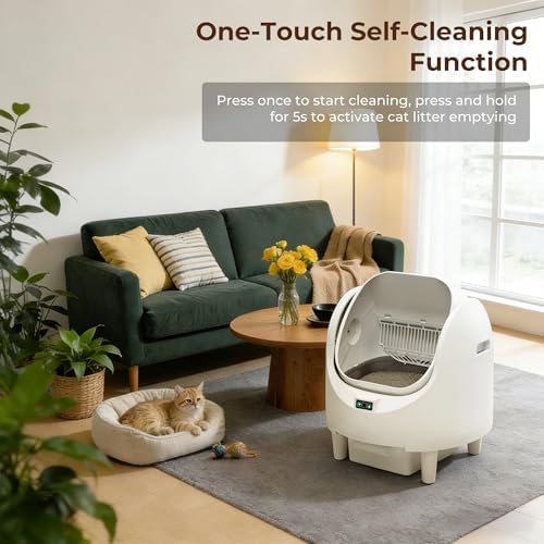 Self Cleaning Litter Box  65L Automatic Cat Litter Box with APP Control  Anti Pinch & Safety Sensor  Cat Litter Box with Odor Control for Multi Cats  Includes 1 Roll Waste Bag