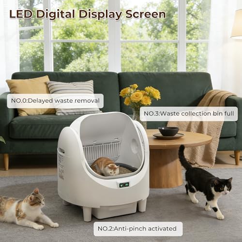 Self Cleaning Litter Box  65L Automatic Cat Litter Box with APP Control  Anti Pinch & Safety Sensor  Cat Litter Box with Odor Control for Multi Cats  Includes 1 Roll Waste Bag