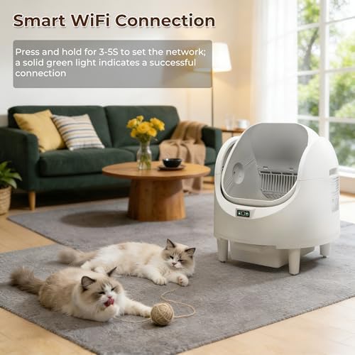 Self Cleaning Litter Box  65L Automatic Cat Litter Box with APP Control  Anti Pinch & Safety Sensor  Cat Litter Box with Odor Control for Multi Cats  Includes 1 Roll Waste Bag