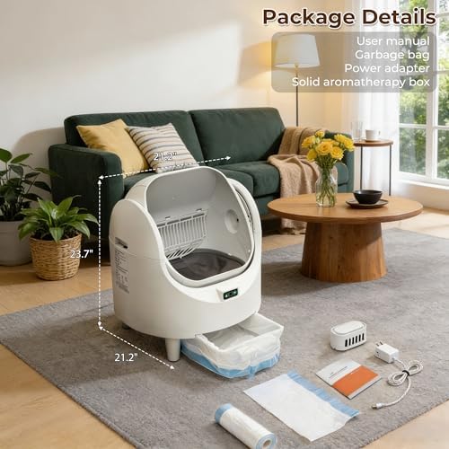 Self Cleaning Litter Box  65L Automatic Cat Litter Box with APP Control  Anti Pinch & Safety Sensor  Cat Litter Box with Odor Control for Multi Cats  Includes 1 Roll Waste Bag