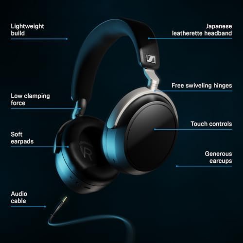 Sennheiser HDB 630 Wireless Over Ear Headphones   Hi Res Audiophile Sound  Adaptive Noise Cancellation  Parametric EQ  60 Hour Battery Life  Includes USB C Low Latency Bluetooth Adapter   Black