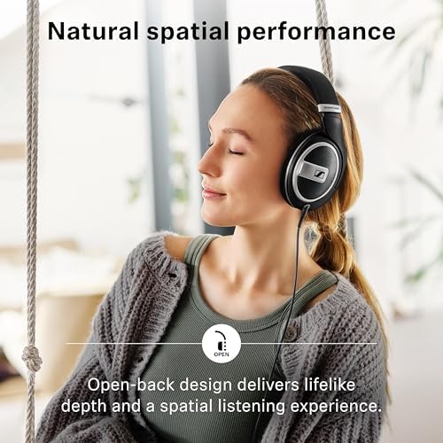 Sennheiser HD 599 SE Open Back Headphones  Premium Design  Natural Balanced Audio  Comfortable Fit  Wired Headphones for Music  Gaming  School  Work  Black