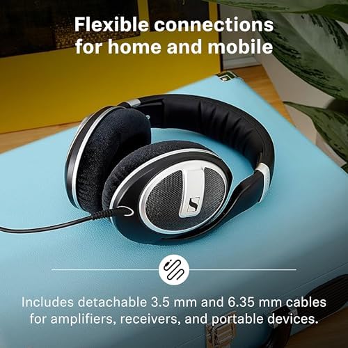 Sennheiser HD 599 SE Open Back Headphones  Premium Design  Natural Balanced Audio  Comfortable Fit  Wired Headphones for Music  Gaming  School  Work  Black