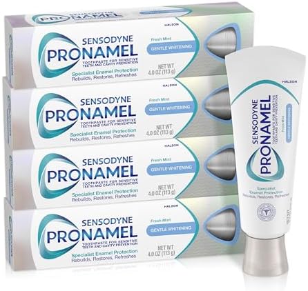 Sensodyne Pronamel Gentle Teeth Whitening Enamel Toothpaste for Sensitive Teeth  to Reharden and Strengthen Enamel  Amazon Exclusive  Fresh Mint   4 Ounces  Pack of 4