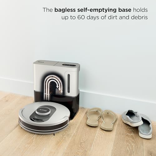 Shark AI Ultra Voice Control Robot Vacuum with Matrix Clean Navigation  Home Mapping  60 Day Capacity  XL Self Empty Base for Homes with Pets  Carpet & Hard Floors  Cool Grey