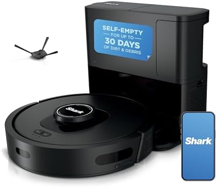 Shark AV2501S AI Ultra Robot Vacuum  with Matrix Clean  Home Mapping  30 Day Capacity HEPA Bagless Self Empty Base  Perfect for Pet Hair  Wifi  Dark Grey